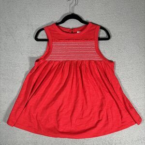 NWT True‎ Craft Women Size S Tank Top Loose Waist Smocked Chest Red Babydoll